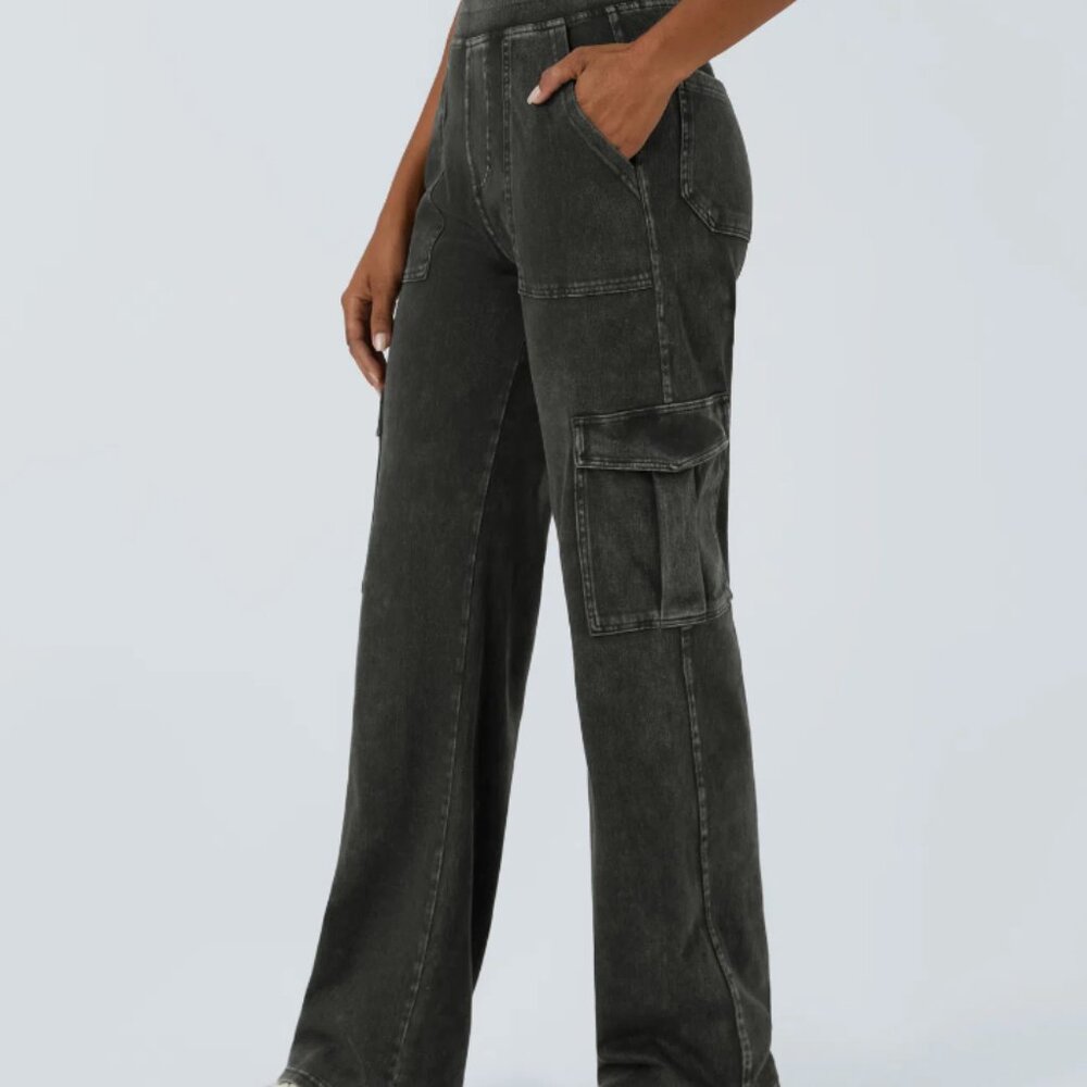 Halara Flex™ Mid Rise Pockets Straight Leg Casual Cargo Jeans XL-petite